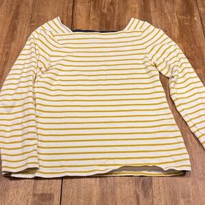 Joules White and Yellow Striped Boatneck Long-Sleeve Top